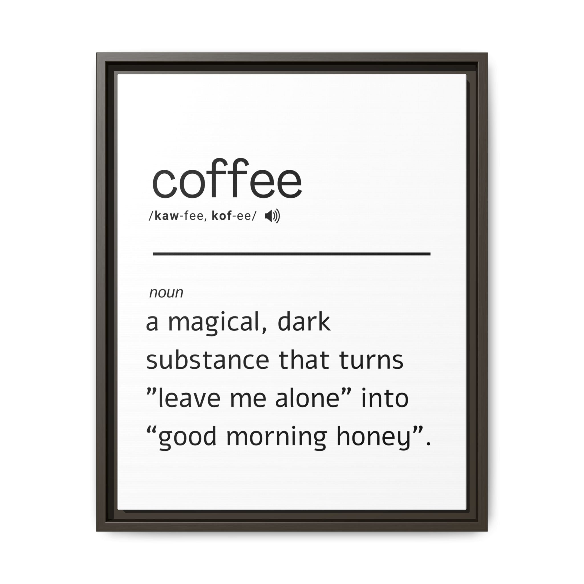 Coffee Definition - Wall Art (Framed Canvas) Size 16x20