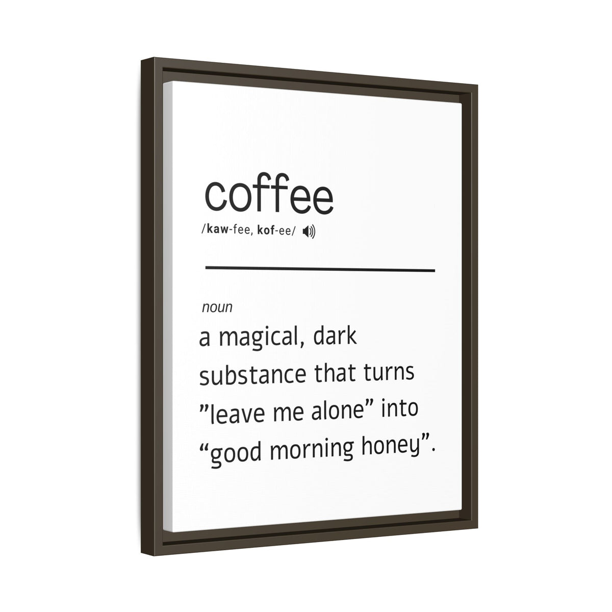 Coffee Definition - Wall Art (Framed Canvas) Size 16x20